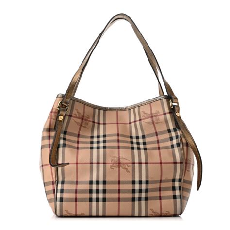 BURBERRY Haymarket Check Small Canterbury Tote Bronze 